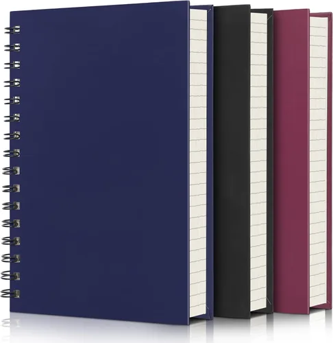 Miniatura 13 de EUSOAR - Cuaderno de espiral rayado universitario, paquete de 3 en negro A5 de 5.5" x 8.3", papel desprendible, tapa dura gruesa, 160 páginas / 80