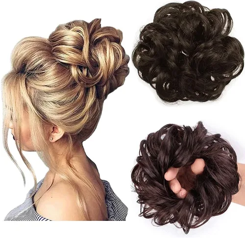 Miniatura 18 de Cabello sintético despeinado, grueso, extensiones para coleta, cabello recogido