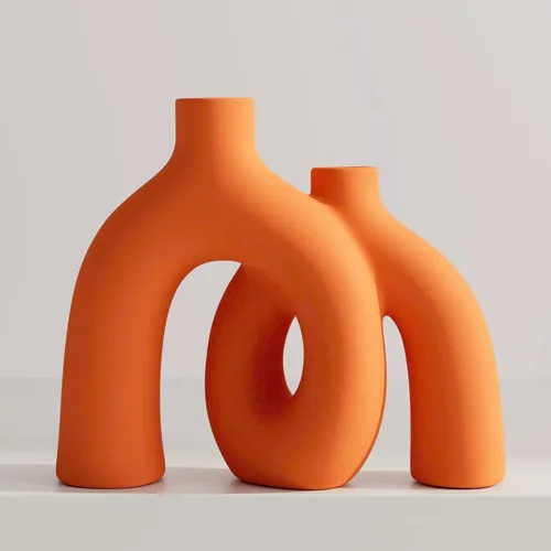 Miniatura 10 de Hug Donut - Juego de jarrones decorativos de estilo bohemio nórdico moderno, decoración del hogar, decoraciones de cerámica mate para estante