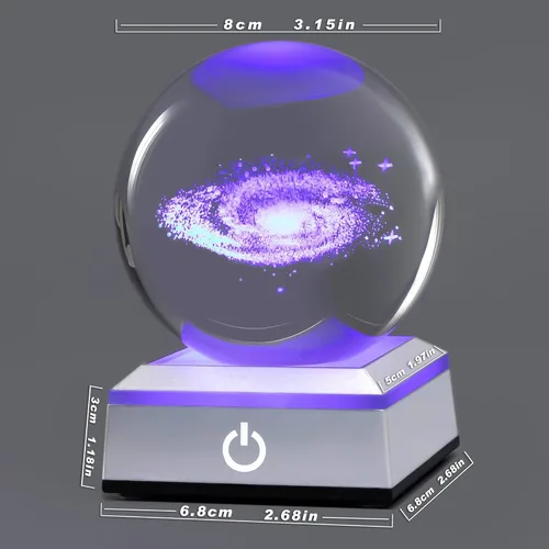 Miniatura 5 de Bola de cristal 3D de la Vía Láctea, luz nocturna multicolor, lámpara decorativa para ciencia, astronomía, espacio, regalos para novios, esposos