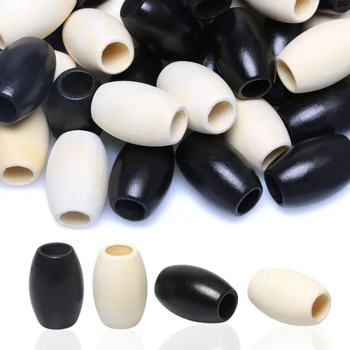 Miniatura 24 de 500 cuentas de madera ovaladas de 6 x 8mm, pequeñas cuentas espaciadoras de madera marrones con forma de grano de arroz, cuentas sueltas de madera