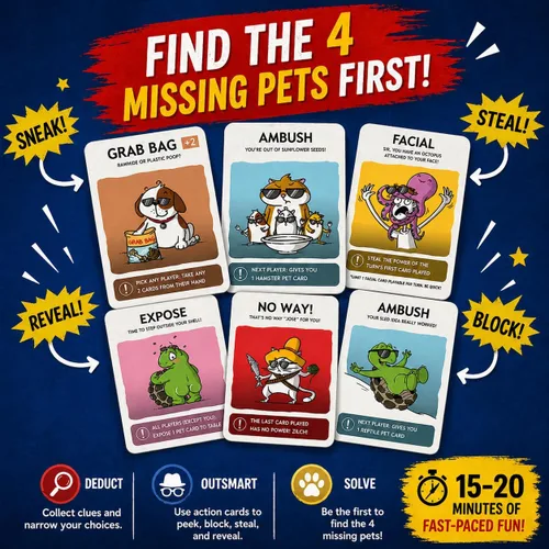Miniatura 3 de Shady Pets Juego de cartas: divertido juego familiar para niños, adolescentes y adultos, de 2 a 6 jugadores, ideal para noches de juegos, fiestas