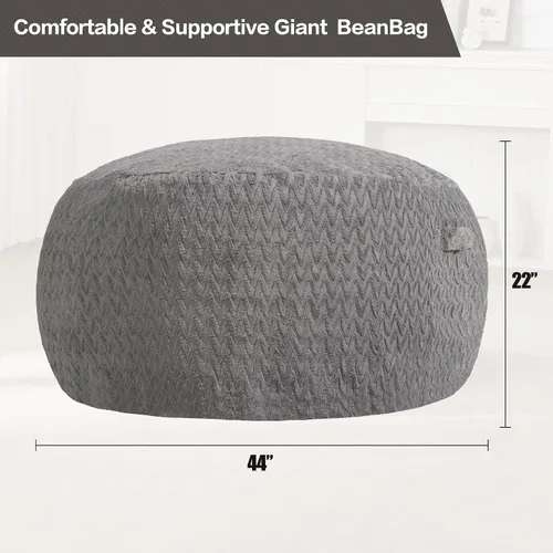 Miniatura 2 de Hobestluk Puf grande de 4 pies para adultos, con funda de piel de felpa chevrón, puf grande para sala de estar, dormitorio, residencia estudiantil