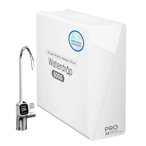 Waterdrop X8-PRO - Filtro de agua de ósmosis inversa de doble flujo, Certificado NSF/ANSI 42 & 58 & 372, Sistema de ósmosis inversa sin tanque de
