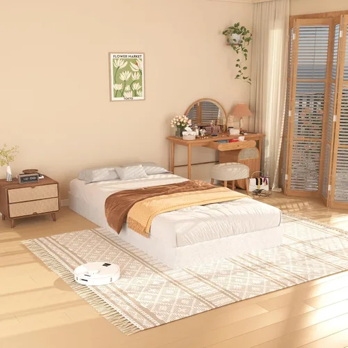 Miniatura 6 de Somier de 7 pulgadas para bases de cama individual, base de colchón de metal resistente con cubierta de tela, solo somier de perfil bajo, sin ruido