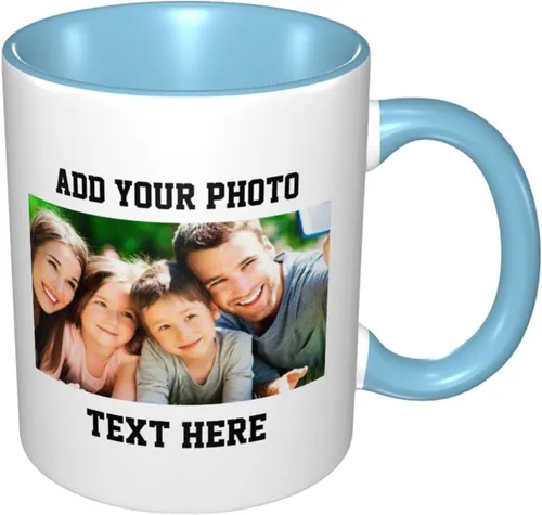 Miniatura 9 de Tazas de café con foto personalizada, taza personalizada con texto fotográfico, haz tu propia taza, taza de café con acento de cerámica, taza Negro