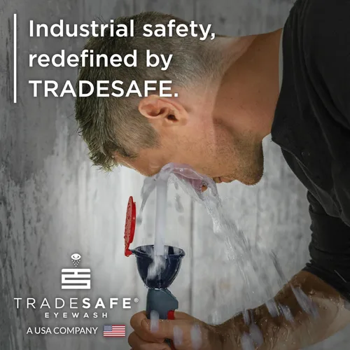 Miniatura 6 de TRADESAFE Estación de lavado de ojos de mano aprobada por la OSHA, estación de lavado de ojos de emergencia, estación de lavado de ojos con manguera
