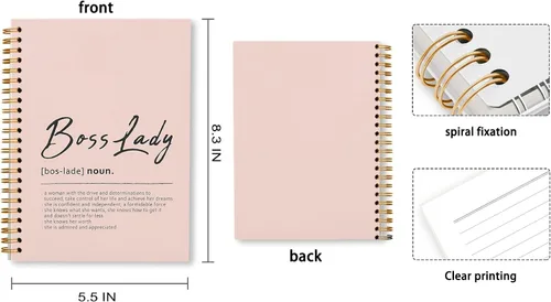 Miniatura 4 de Tizzer Boss Lady Definition - Cuaderno con espiral de tapa dura con forro rosa para notas de trabajo, diario de 5.5 x 8.3 pulgadas, regalos