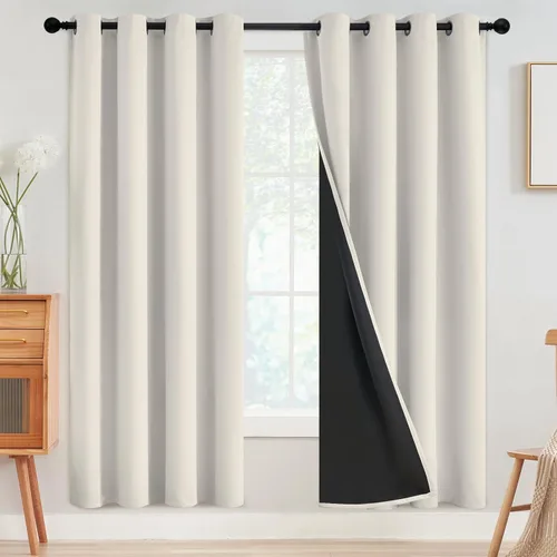 Miniatura 45 de SimpleHome - Cortinas opacas 100% para recámara, cortinas de ventana con ojales beige, con aislamiento térmico, cortinas de oscurecimiento