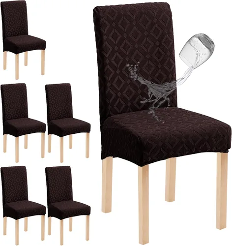 Miniatura 33 de Genina Juego de 4 fundas impermeables para sillas de comedor, extraíbles y lavables, color beige grande