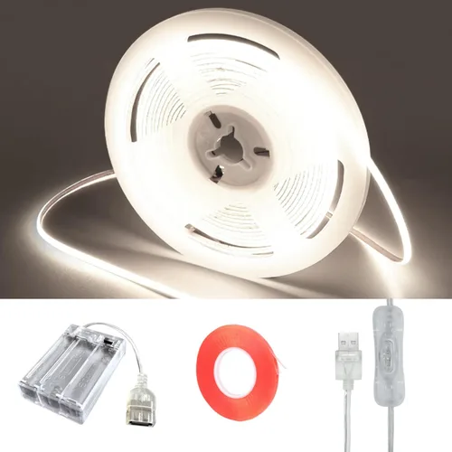 Miniatura 9 de Geekeep - Tira de luces LED a pilas, impermeables, flexibles, tiras de luz LED SMD 5050 con cinta de luz LED (6.56 pies, blanco frío)