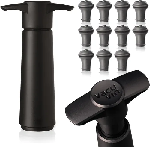 Miniatura 10 de Vacu Vin Juego de 2 tapones de vacío para guardar vino, color gris, sellado hermético para botellas abiertas para preservar la frescura hasta 10
