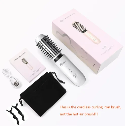Miniatura 9 de Cepillo de rizador, rizador de pelo inalámbrico de 1.5 pulgadas, cepillo 3 en 1, peine alisador de pelo recargable, cepillo portátil de 7000 mAh