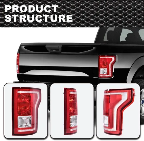 Miniatura 7 de CNNELL Luz trasera compatible con Ford F150 SSV 2016-2017/Compatible con F150 2015-2017 (submodelo: Lariat, XL, XLT) Halógeno lado derecho del Rojo