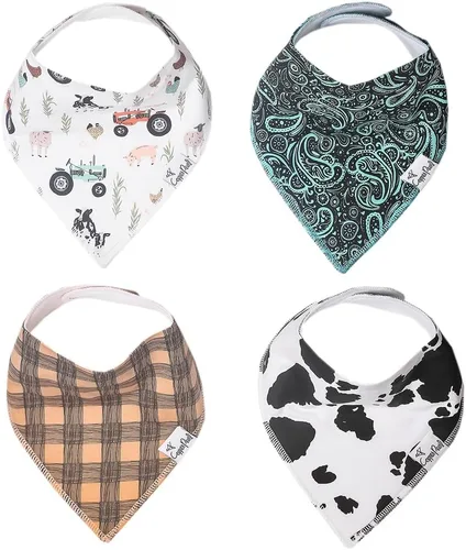 Miniatura 37 de Copper Pearl Baberos tipo bandana para bebé, paquete de 4 baberos de algodón suave para babear y dentición, absorbentes, ajuste ajustable, muchos