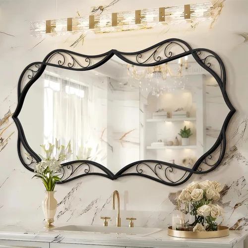 Miniatura 10 de Besdomus Espejo de baño negro moderno: espejos de baño grandes de 24 x 36 pulgadas para colgar sobre el fregadero, colgante vertical u horizontal