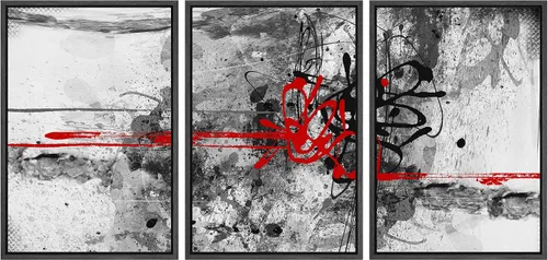Miniatura 47 de wall26 Lienzo enmarcado para pared, juego de arte con trazos de pintura roja y naranja vibrante, paisaje, formas abstractas, ilustraciones, arte