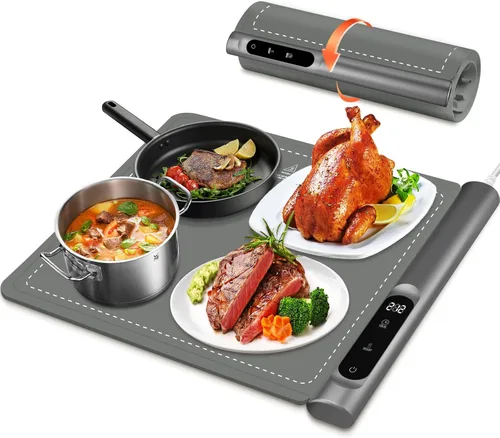 Miniatura 11 de Newise Tapete de calentamiento de grafeno mejorado para alimentos, bandeja de calentamiento eléctrico de calentamiento rápido con 6 ajustes