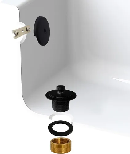 Miniatura 2 de Westbrass D941K-62 - Tapacubería de drenaje de bañera de rosca fina de 1-3/8 pulgadas con placa frontal de desbordamiento de un agujero, 1 paquete