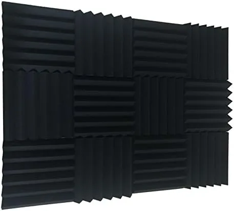 Paquete de 12 paneles de pared de espuma acústica de absorción de sonido de espuma de 2 x 12 x 12 pulgadas