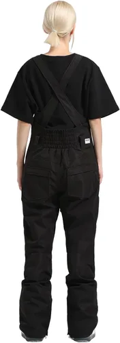 Miniatura 4 de GSOU SNOW Pantalones de esquí para mujer, overol con peto de nieve, impermeable, resistente al viento, aislado, correa ajustable, cálido