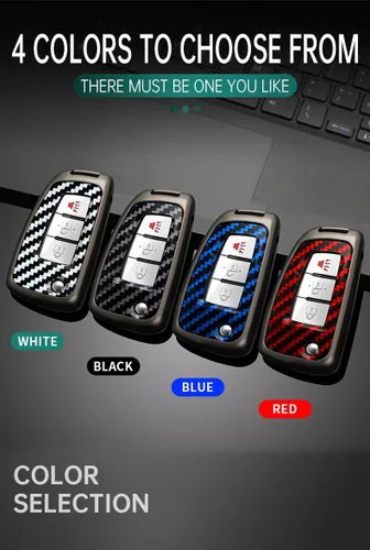 Miniatura 4 de ontto Funda de llavero para Nissan Flip Key Remote Metal con llavero apto para Nissan Rogue, Negro