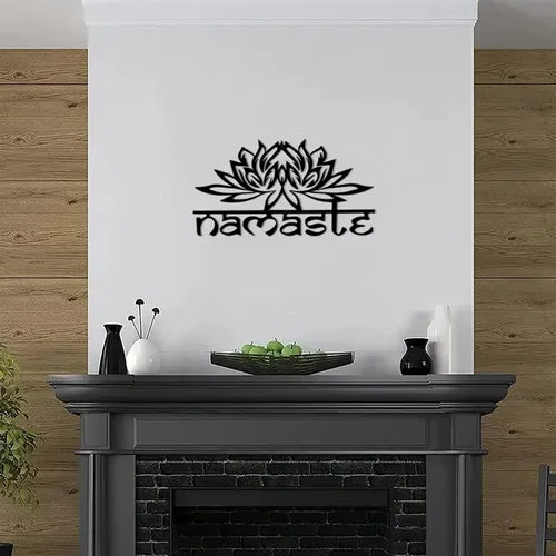Miniatura 6 de DUOOLN Decoración de Pared de Mandala de Metal, Arte de Pared de Metal de Flor de Loto Moderna Negra, Decoración de Meditación Espiritual de Loto
