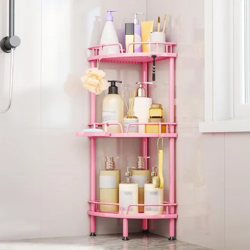Miniatura 9 de Consumest Soporte Esquinero para Ducha - Organizador de Ducha de 3 Niveles con Soporte para Jabón, Estantes de Esquina Altos de Pie con Patas