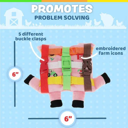 Miniatura 3 de Buckle Toys - Boink Pig - Juguete de actividad de aprendizaje - Desarrolla habilidades motoras finas - Tamaño de viaje compacto - Juguetes Cerdo