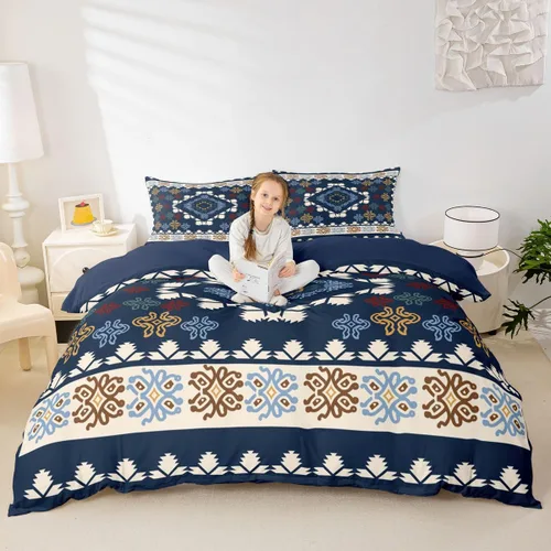 Miniatura 4 de jejeloiu Southwestern - Juego de ropa de cama tamaño individual, diseño geométrico para niños, adolescentes, decoración tribal, juego de funda