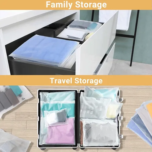 Miniatura 3 de Bolsas transparentes con cierre resellables para ropa, 3 mil de grosor, 9 x 12 pulgadas, sobres de plástico grandes de viaje para ropa, 100 bolsas