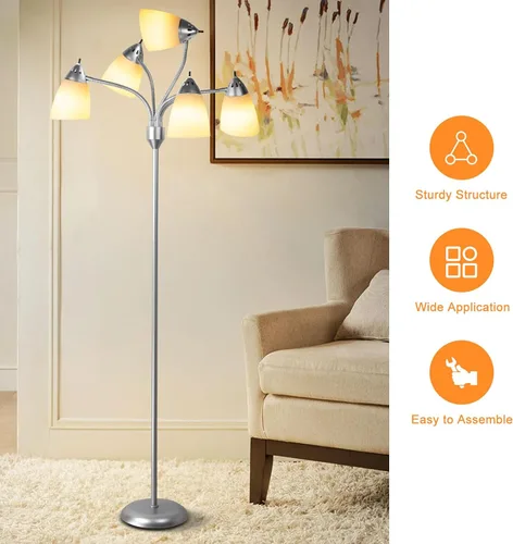 Miniatura 7 de DINGLILIGHTING Lámpara de pie alta para habitación: lámparas de pie de cuello de cisne flexibles de pie para dormitorio, oficina en casa - Luces