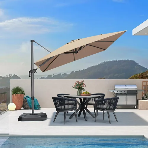 Miniatura 94 de PURPLE LEAF Sombrilla de Patio de 8 Pies para Exteriores Sombrilla Cantilever Cuadrada de Aluminio Sombrilla Offset con Rotación de 360 Grados
