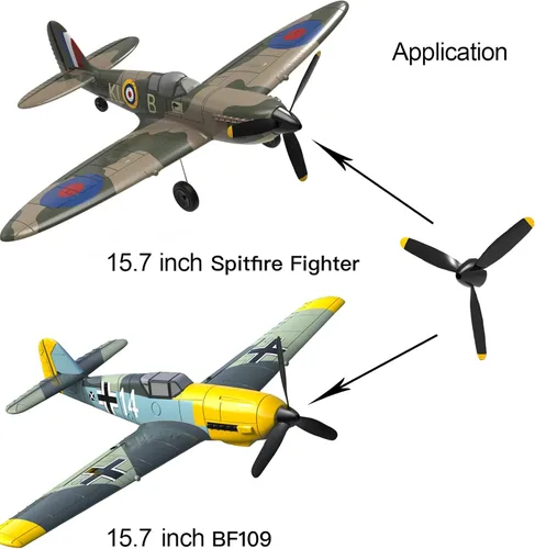 Miniatura 5 de 3 juegos de hélice de 3 palas con protectores de hélice y 3 adaptadores para VOLANTEXRC P51 F4U P40 BF109 Spitfire Airplane nueva versión
