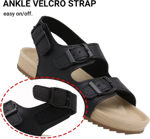 Miniatura 3 de Sandalias ajustables de doble hebilla para niñas y niños, zapatos de verano ligeros con velcro para niños pequeños y grandes