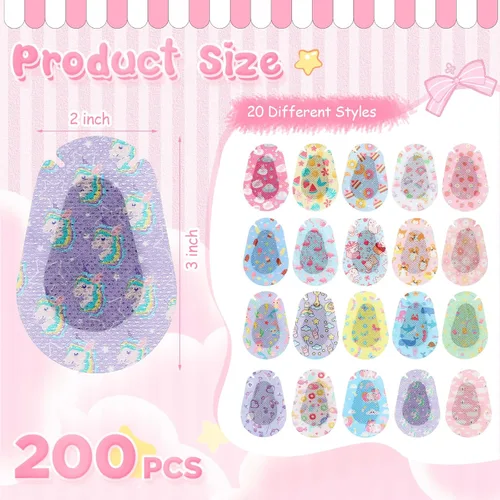 Miniatura 2 de Copkim 200 parches adhesivos para los ojos para niños y niñas, lindo parche para ojos de niños pequeños, colorido y transpirable, parche perezoso