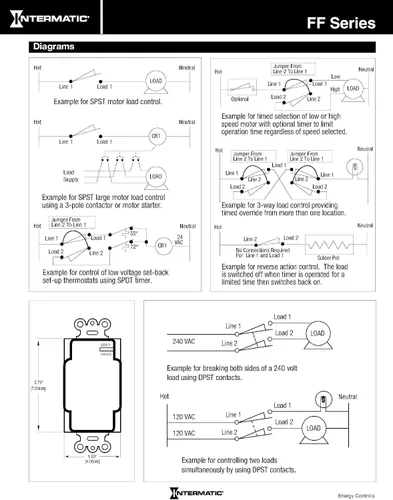 Miniatura 4 de Intermatic FF415M Temporizador de pared con resorte de 15 minutos DPST sin retención, mejora la eficiencia energética con compatibilidad universal