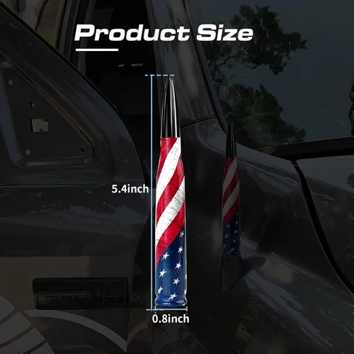 Miniatura 2 de Ajxn 1 PC Antena de Bala para Carro Camión Diseño de Bandera Americana Compatible con F150 F250 F350 Super Chevrolet Duty Raptor Dodge Ram 1500 2500