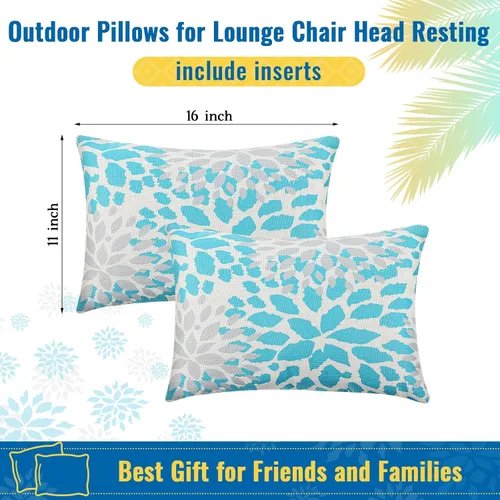 Miniatura 2 de Juexica Paquete de 2 almohadas para tumbona con correa, impermeables, para silla de playa, para el cuello, reposacabezas, banda elástica ajustable