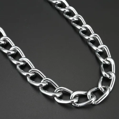 Miniatura 8 de Correa de cadena de metal chapado en cromo con mango acolchado suave para perros pequeños (S, mango negro)