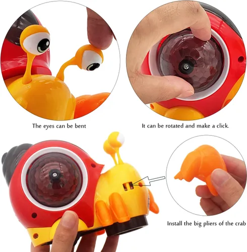 Miniatura 4 de Tipmant Juguete de Cangrejo Eléctrico para Bebés y Niños Pequeños, Lindo Vehículo Animal Electrónico, Juego de Coche, Reproduce Música, Luz Luminosa
