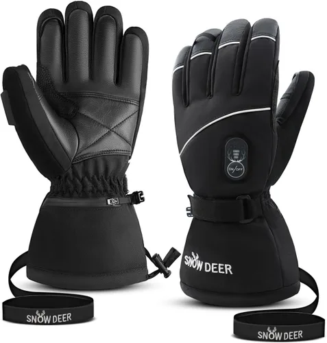 Miniatura 7 de Guantes eléctricos con calefacción, guantes de esquí impermeables y resistentes al viento con batería recargable y pantalla táctil, tres ajustes