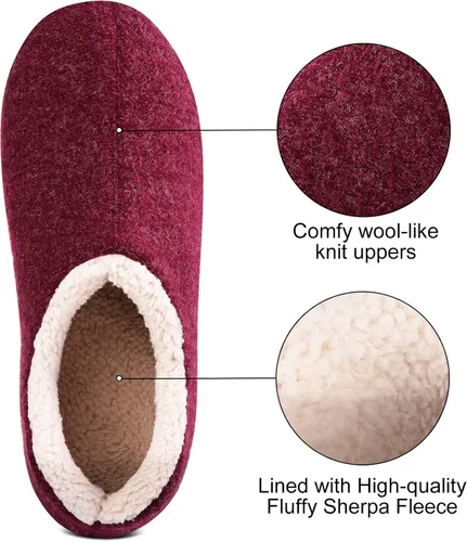 Miniatura 4 de Leisurely Pace Pantuflas de invierno de espuma viscoelástica para mujer espalda cerrada forro polar pantuflas para interiores y exteriores