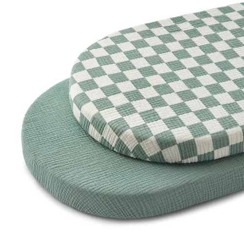 Miniatura 32 de Blissful Diary Sábanas de moisés de muselina para bebés, niñas y niños, de algodón suave bohemio, ajustadas para colchón rectangular ovalado de Sol