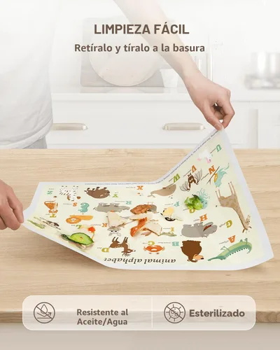 Miniatura 6 de Babebay Manteles individuales desechables adhesivos para bebés, niños y niños pequeños, manteles individuales adhesivos para mesa de restaurante, 12