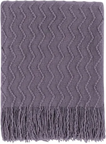 Miniatura 14 de Bourina Manta de punto decorativa con textura, unicolor y suave, para sofá, 50 x 60 pulgadas, almendra