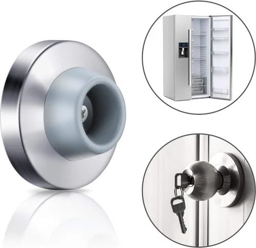 Miniatura 6 de Hotop Tapón de pared para puerta, protector de acero inoxidable con parachoques de goma para montaje en pared, topes para empotrar, silencioso