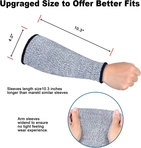 Miniatura 4 de 2 pares de fundas protectoras de antebrazo resistentes a cortes, protección de nivel 5, mangas largas de 10 pulgadas, cómodas y elásticas