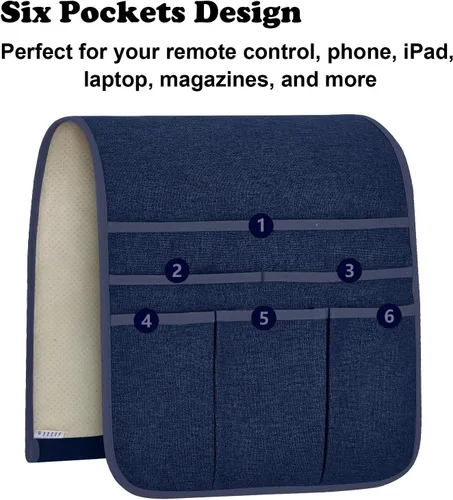 Miniatura 2 de Teniux Soporte de Control Remoto Caddy para Sillón Reclinable y Sofá, Organizador Antideslizante de Reposabrazos con 5 Bolsillos para Revista