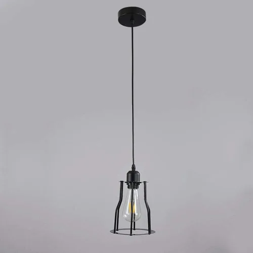 Miniatura 2 de Paquete de 2 lámparas colgantes vintage de jaula de hierro E27/E26 sockets de una sola cabeza industrial colgante luz para cocina restaurante